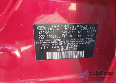 2014 Hyundai Elantra Gt z USA, uszkodzony, nr VIN KMHD35LHXEU231393